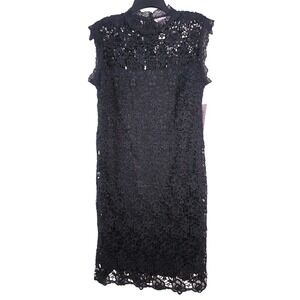 NANETTE LEPORE Black Lace Dress Overlay Mini Party Cocktail Size 8 NWT
